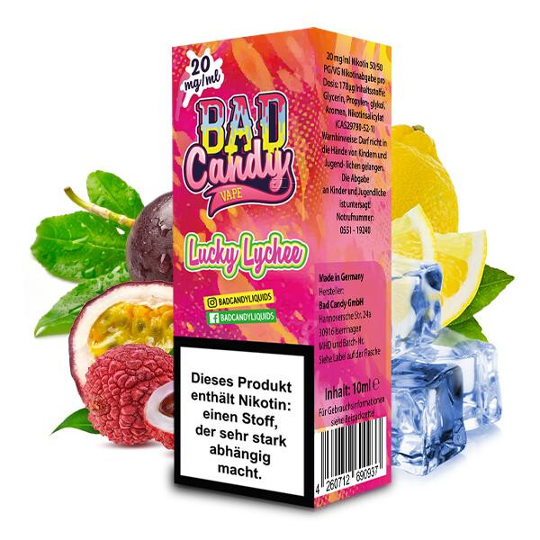 BAD CANDY Lucky Lychee Nikotinsalz Liquid 10 ml 20mg Nikotinmenge