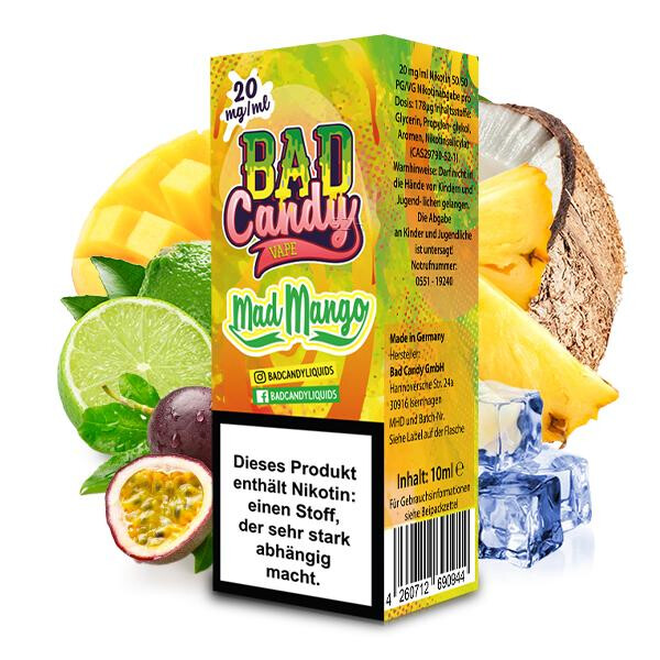 BAD CANDY Mad Mango Nikotinsalz Liquid 10 ml 10mg Nikotinmenge