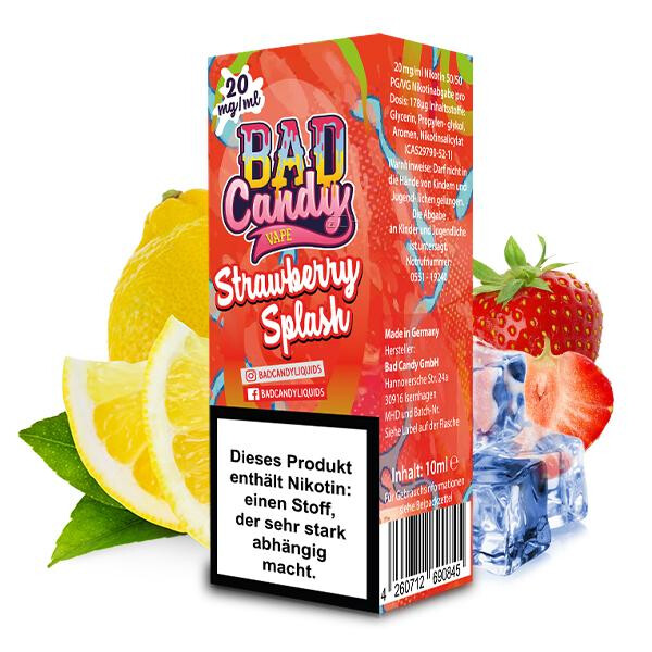 BAD CANDY Strawberry Splash Nikotinsalz Liquid 10 ml 20mg Nikotinmenge