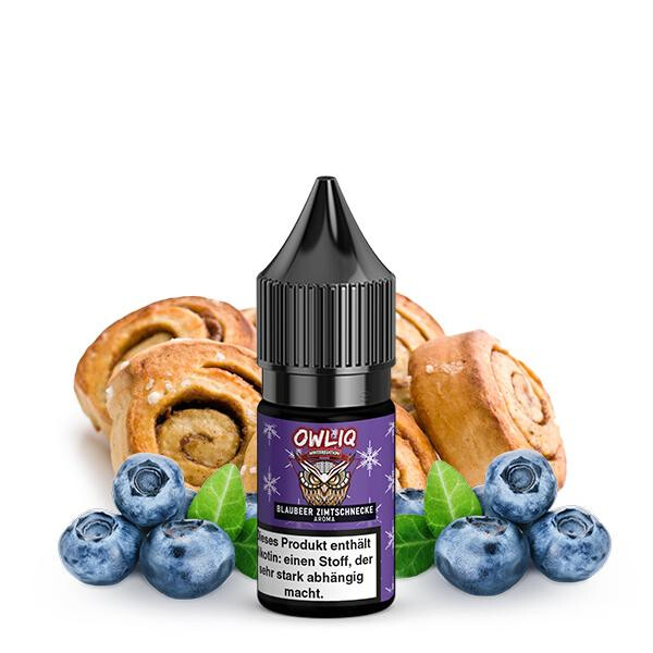 OWLIQ Weihnachtsedition Blaubeer Zimtschnecke Nikotinsalz Liquid 10 ml 20mg Nikotinmenge